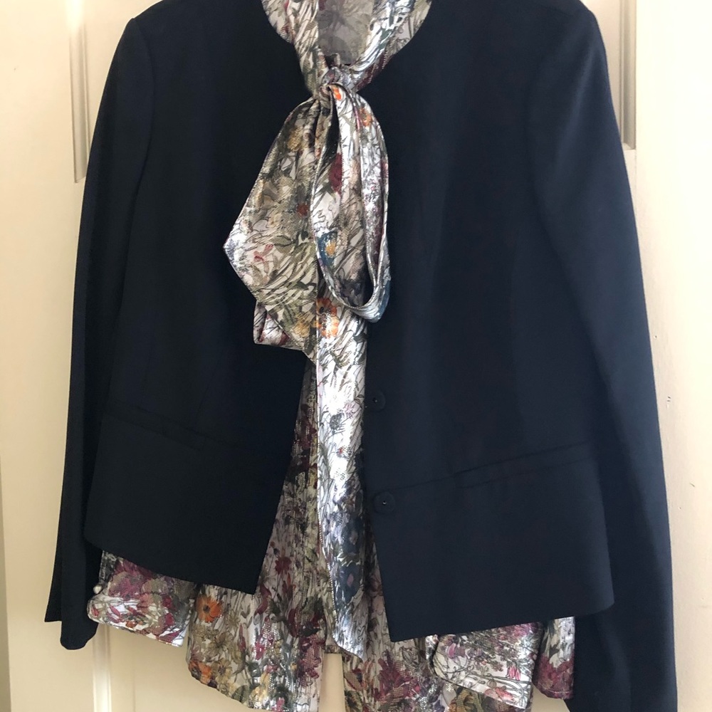 Brooks Brother collarless blazer.